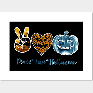 Peace Heart Love Fall Pumpkin Halloween Leopard Posters and Art